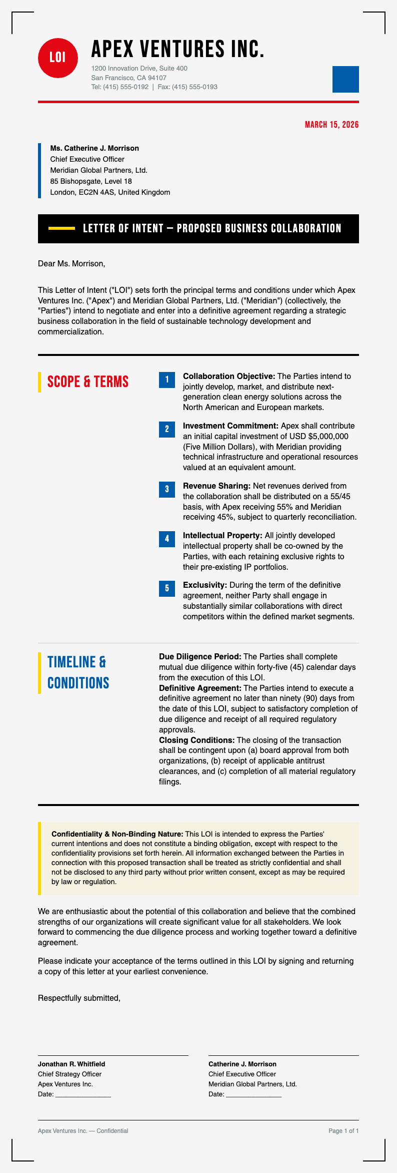 Bauhaus revival Letter of Intent